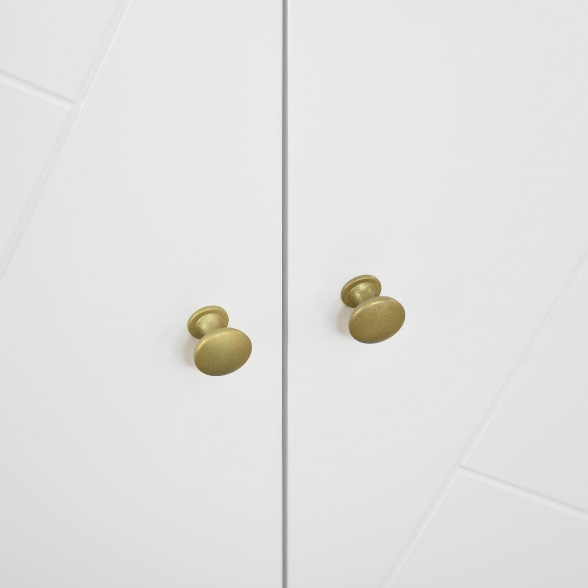 HOMCOM Buffet 2 portes 2 étagères style Art déco motif graphique piètement épingle poignées métal doré MDF blanc