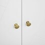 HOMCOM Buffet 2 portes 2 étagères style Art déco motif graphique piètement épingle poignées métal doré MDF blanc