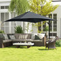 Voir la diapositive 2 : OUTSUNNY Parasol déporté carré inclinable pivotant 360° manivelle piètement acier dim. 2,95L x 2,95l x 2,66H m gris