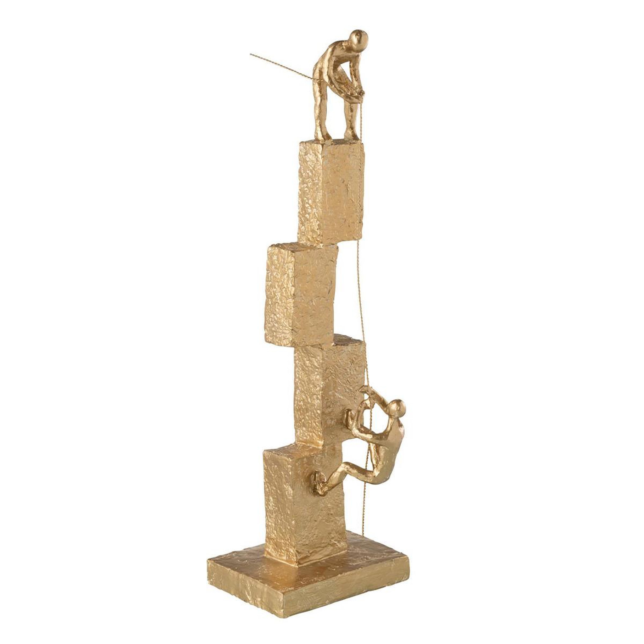J-LINE Statuette 2 figurines grimpantes  brady  50cm or