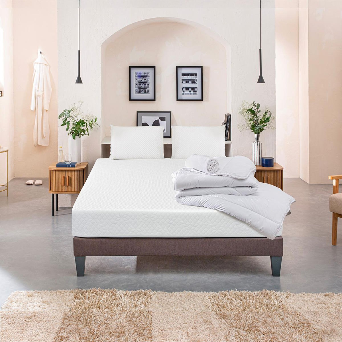 BELLECOUR BELLECOUR LITERIE | Pack Prêt à dormir ABSOLU | Matelas Mémoire de forme + Sommier + Accessoires