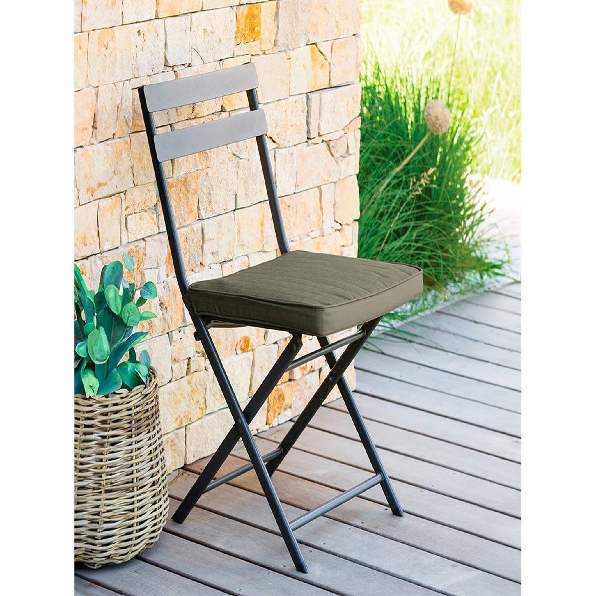 Voir la diapositive 2 : HESPERIDE Galette de chaise de jardin 40 x 40 cm Laurier - Hespéride