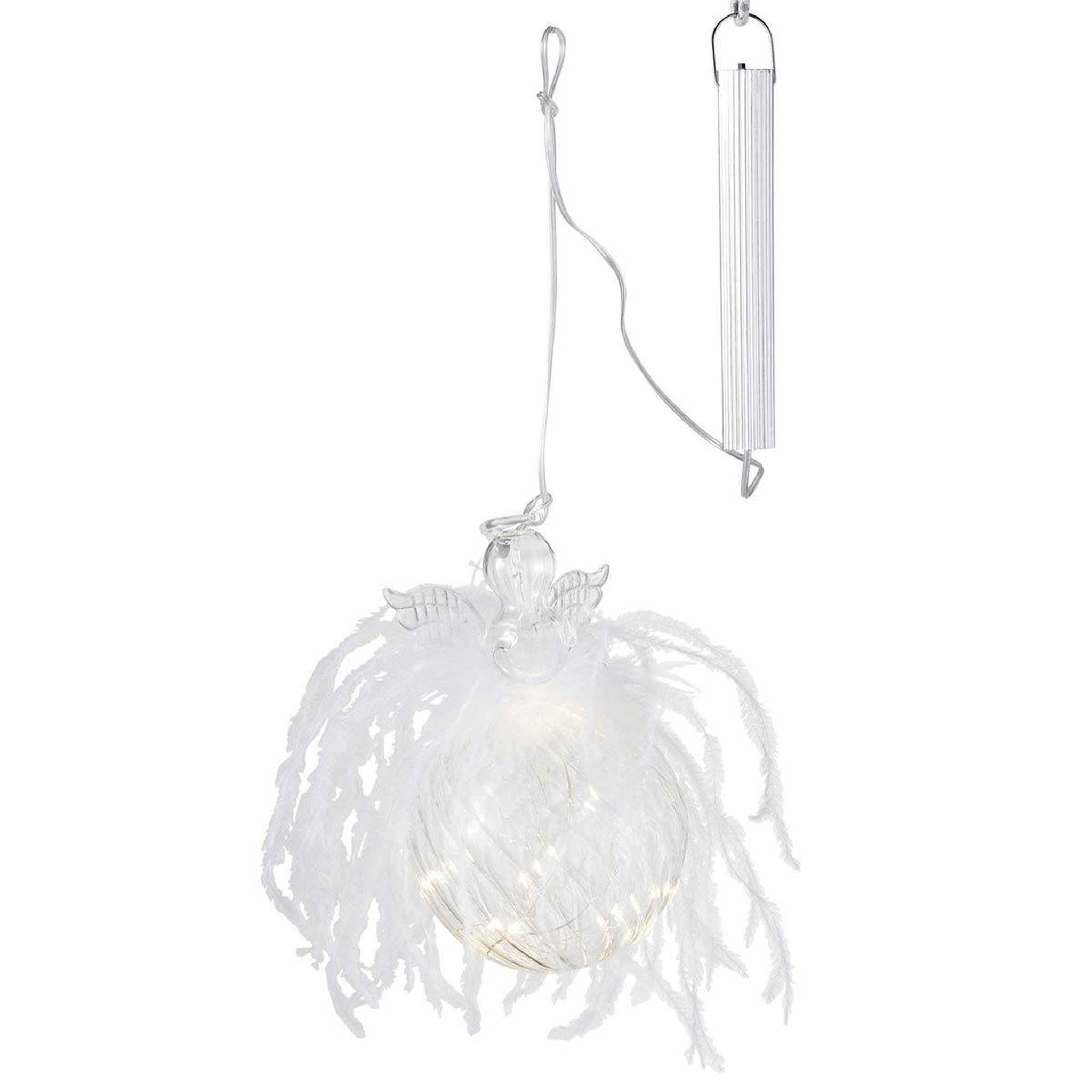 Voir la diapositive 2 : J-LINE Boule de Noël Led  Ange & Plume  16cm Transparent