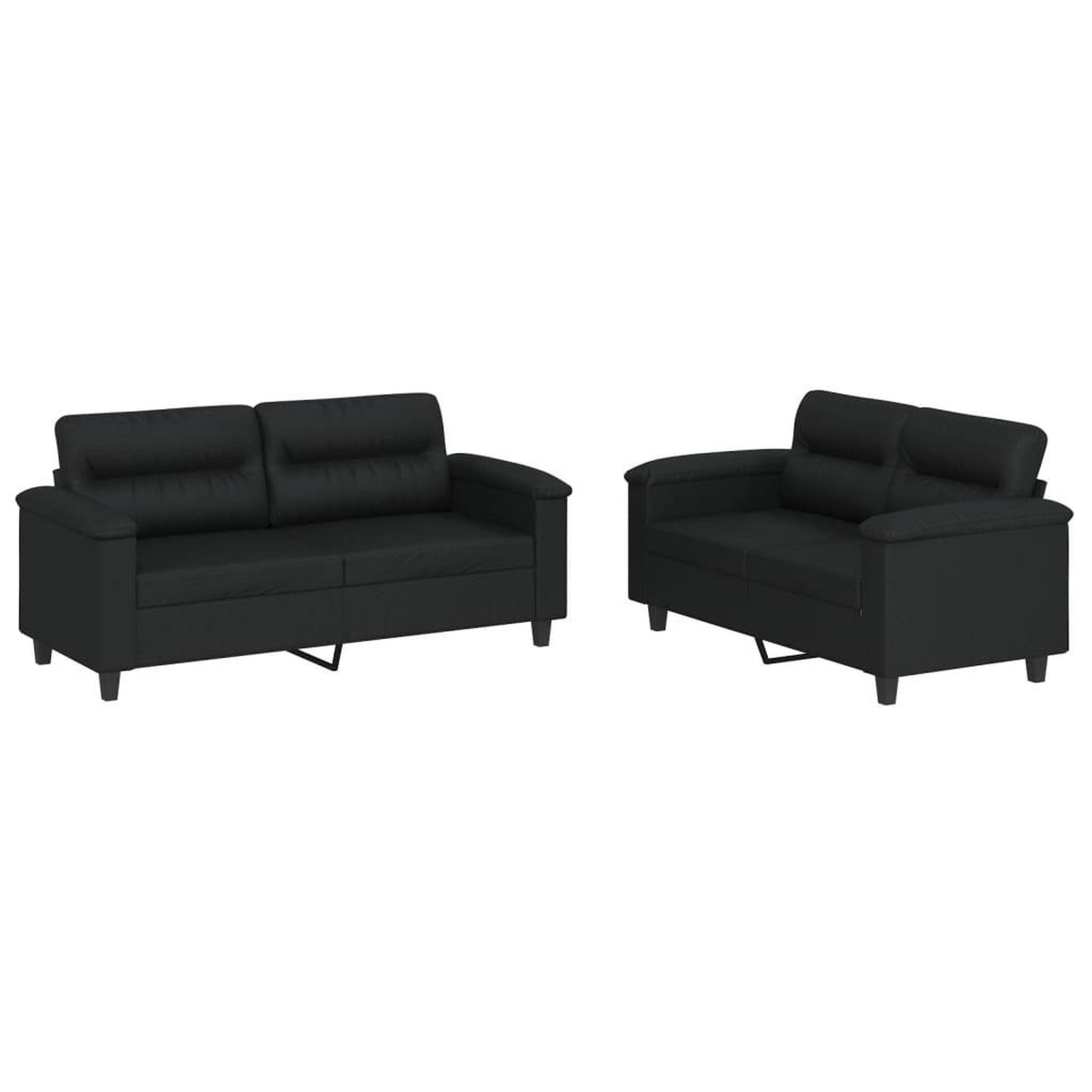 Voir la diapositive 2 : VIDAXL Ensemble de canapes 2 pcs avec coussins Noir Similicuir