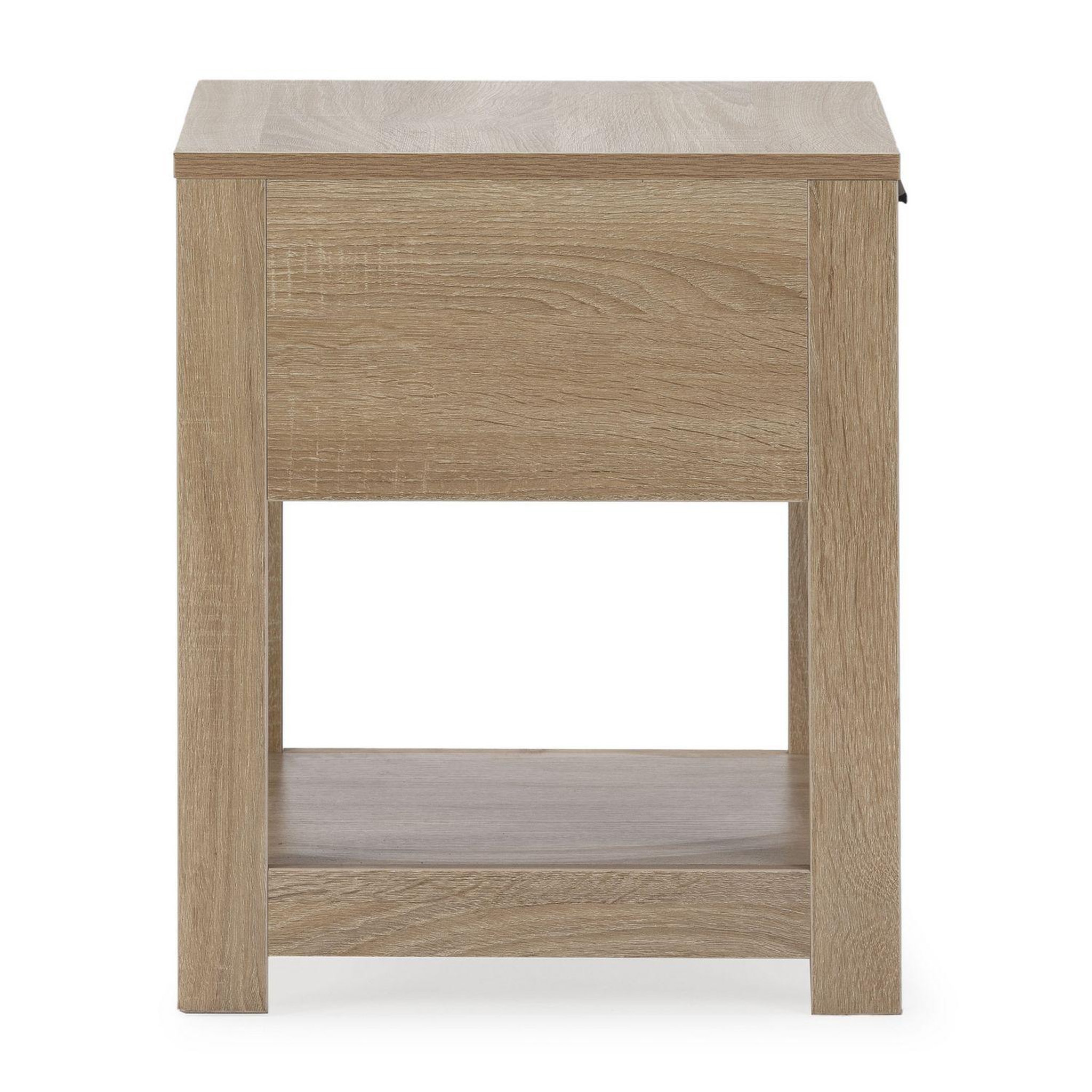 Voir la diapositive 4 : VS VENTA-STOCK Table de chevet Dalia 1 tiroir couleur chêne, 40 x 40 x 48 cm