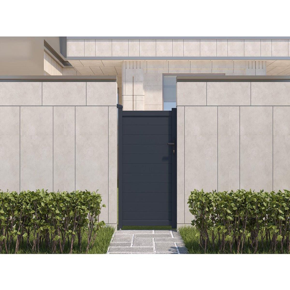 Habitat et Jardin Portillon aluminium  Marc  - 101.2 x 155.9 cm - Gris