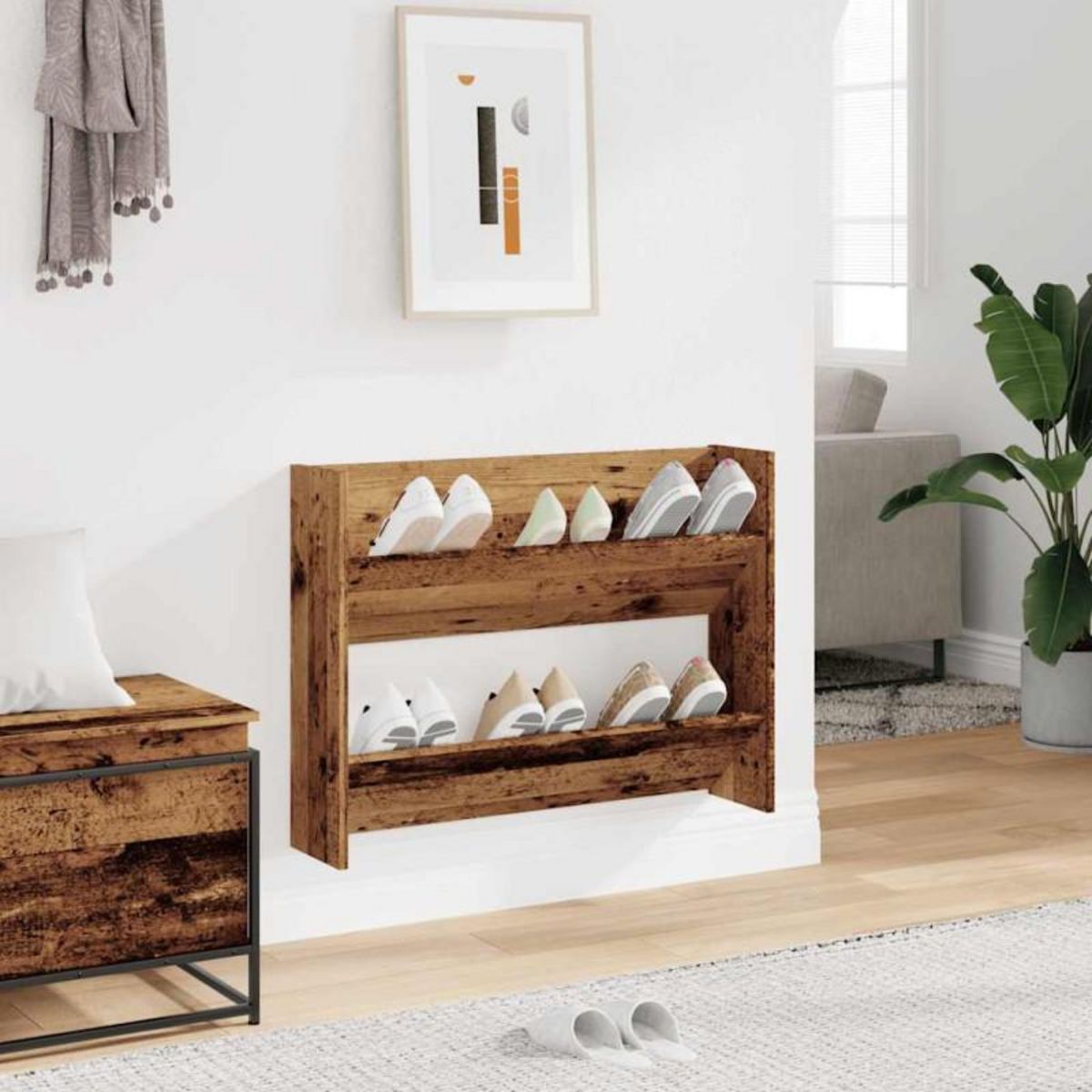 VIDAXL Armoire à chaussures murale vieux bois bois d ingénierie