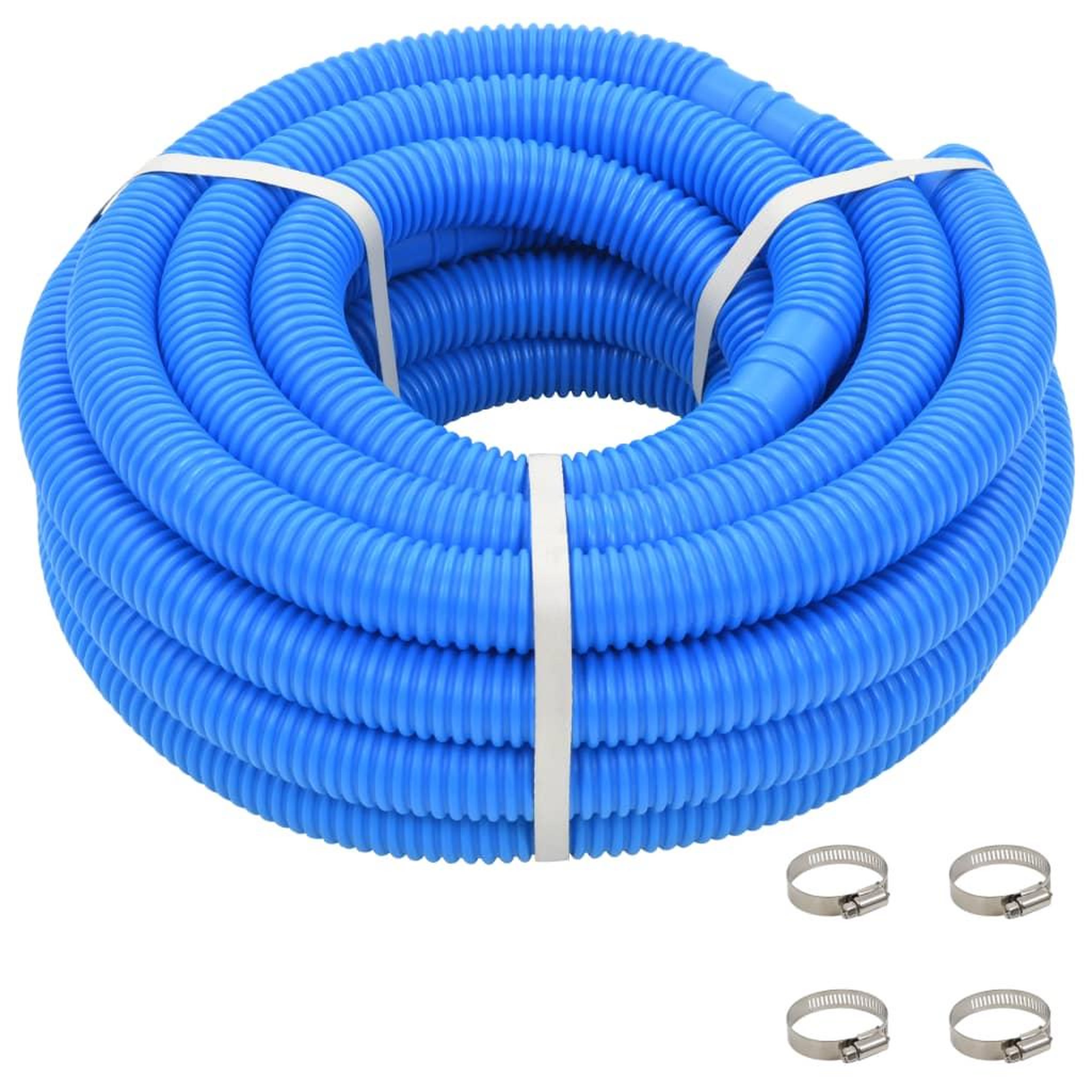 Voir la diapositive 1 : VIDAXL Tuyau de piscine avec colliers de serrage Bleu 38 mm 12 m