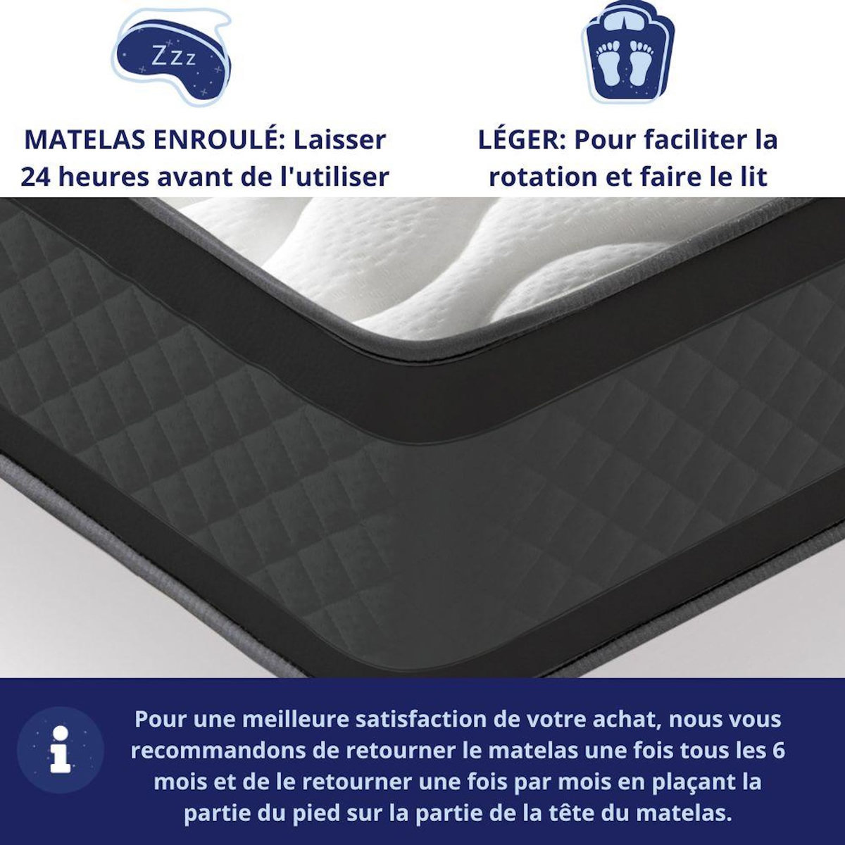 DAGOSTINO HOME Ensemble 90x190 Matelas Mousse - Onyx - H20cm + Sommier Kit - confortable Et Ferme