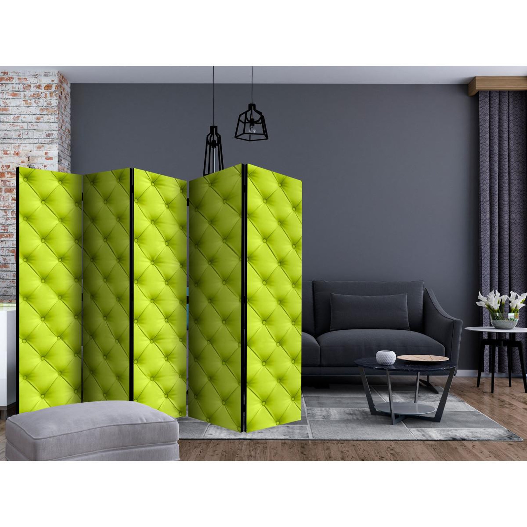 Voir la diapositive 2 : Paris Prix Paravent 5 volets  lime detente  172x225cm