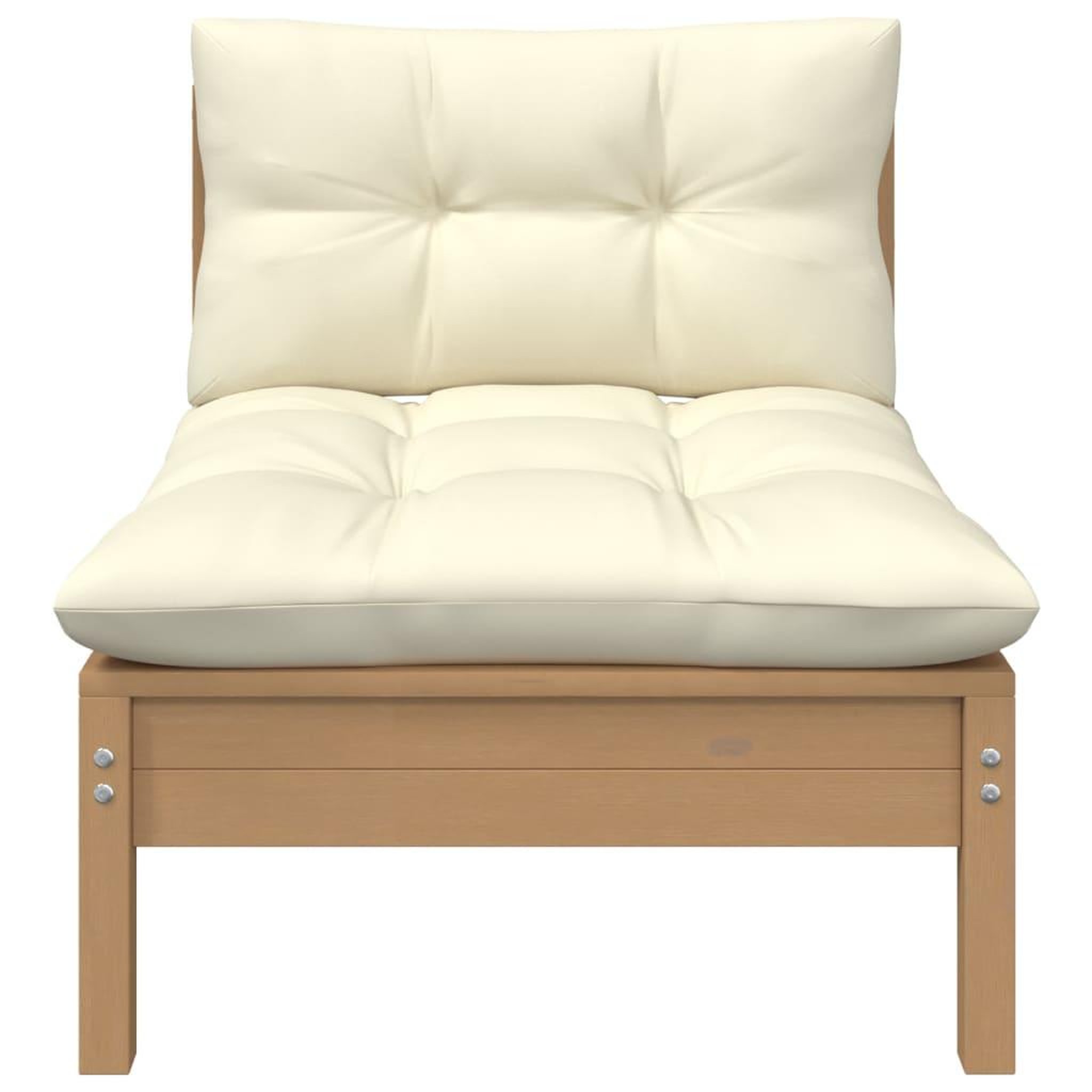 Voir la diapositive 2 : VIDAXL Canape central de jardin avec coussins Marron miel Bois de pin