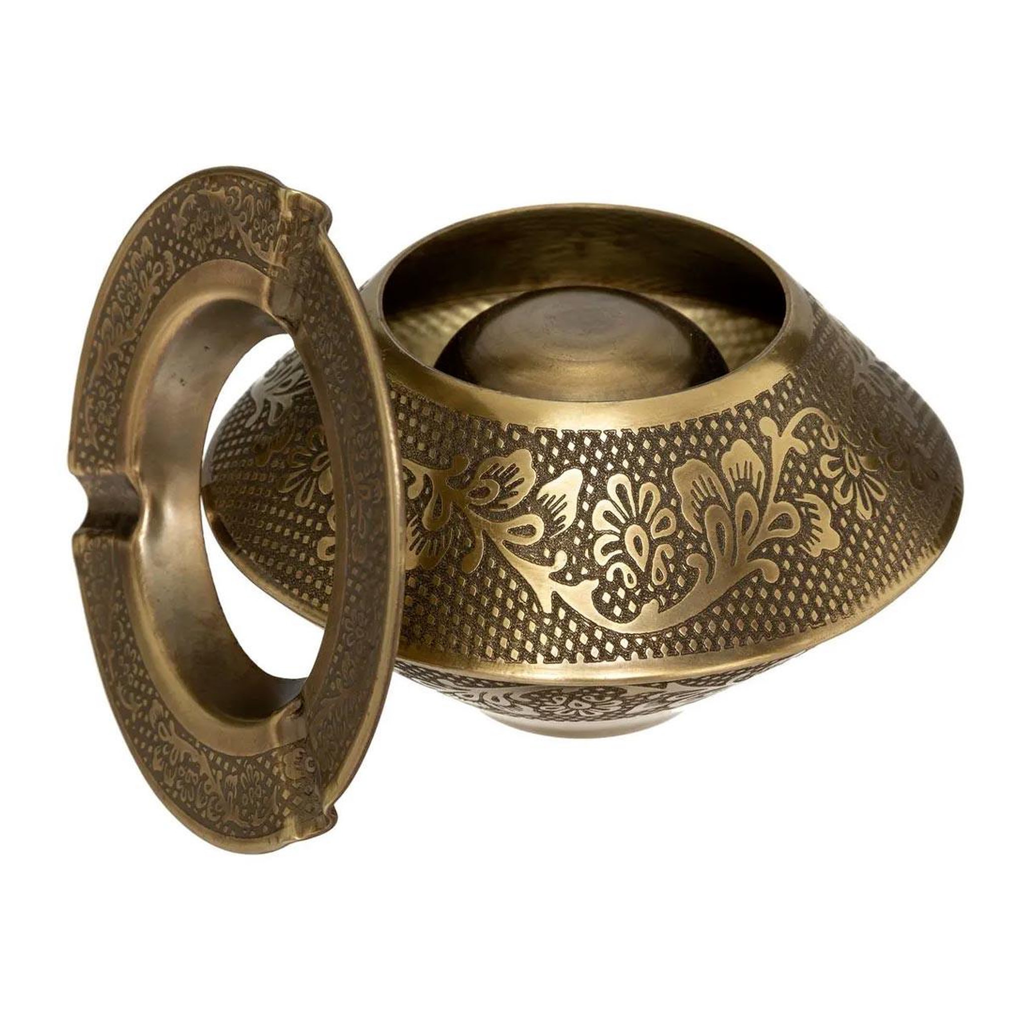 Voir la diapositive 2 : ATMOSPHERA Cendrier rond en métal  oasis  12cm or