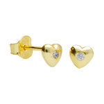 L'ATELIER D'AZUR Boucles d'Oreilles Argent 925/000 Doré - Coeur Serti d'un Zirconium