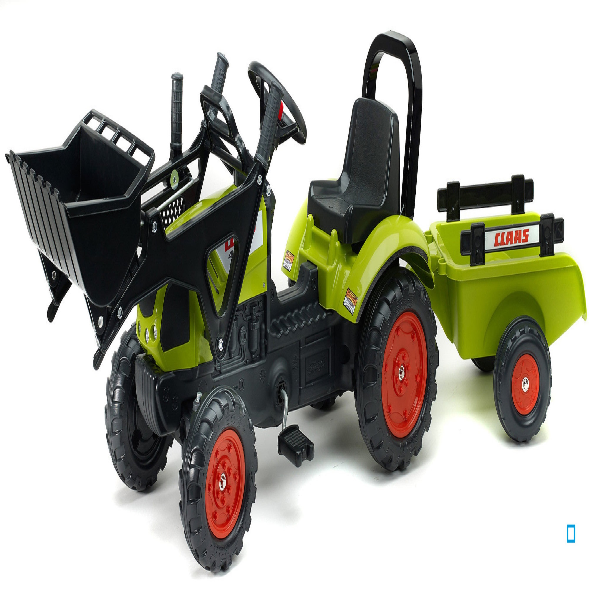 FALK Tractopelle Claas Arion 410 avec arceau et remorque 