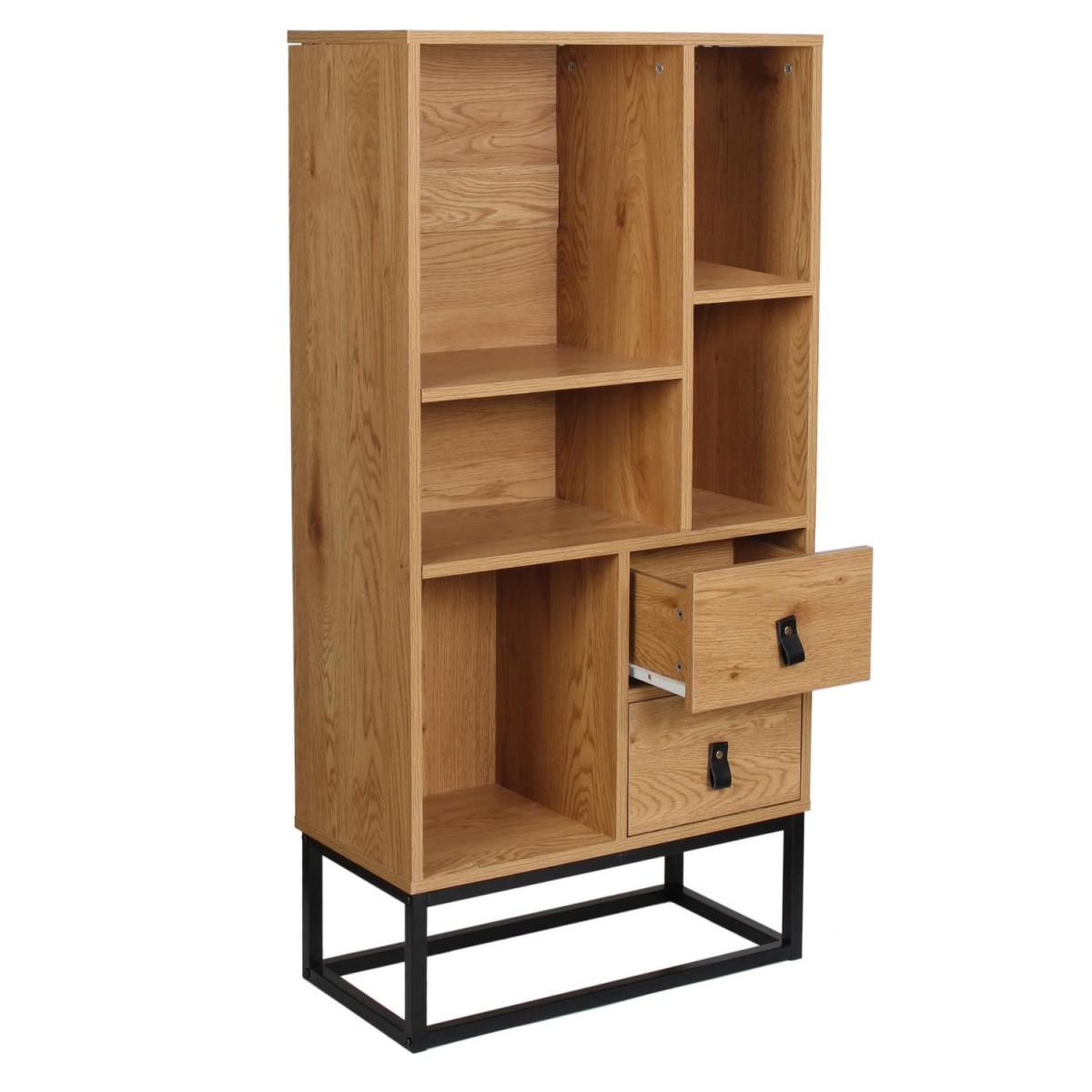 Voir la diapositive 3 : The Home Deco Factory Bibliothèque Design  Abbott  120cm Naturel & Noir