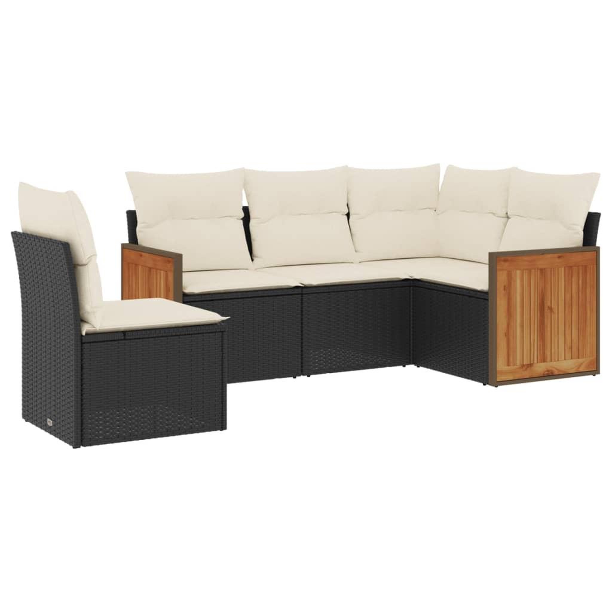 Voir la diapositive 2 : VIDAXL Salon de jardin 5 pcs avec coussins noir resine tressee