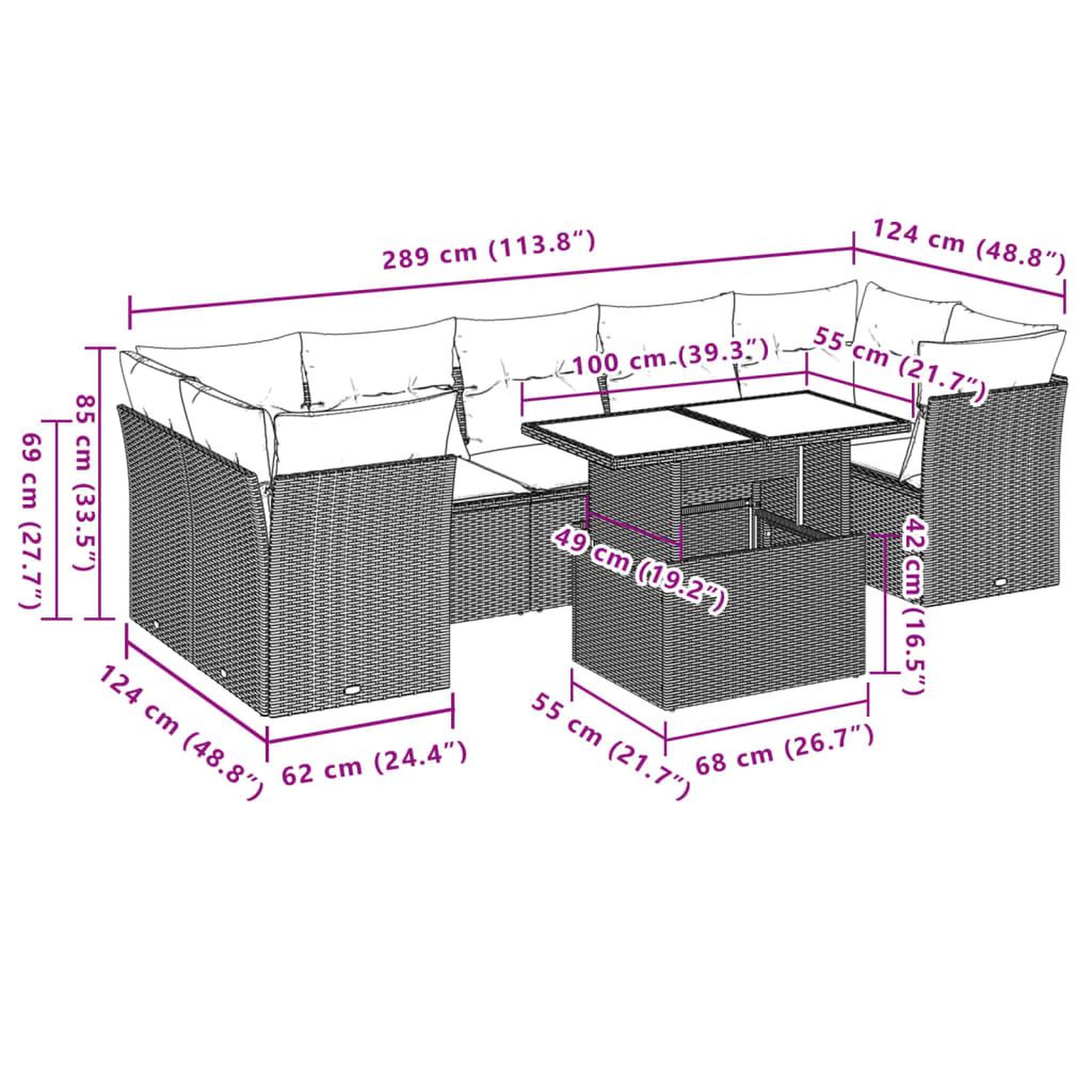 Voir la diapositive 6 : VIDAXL Salon de jardin 8 pcs avec coussins noir resine tressee