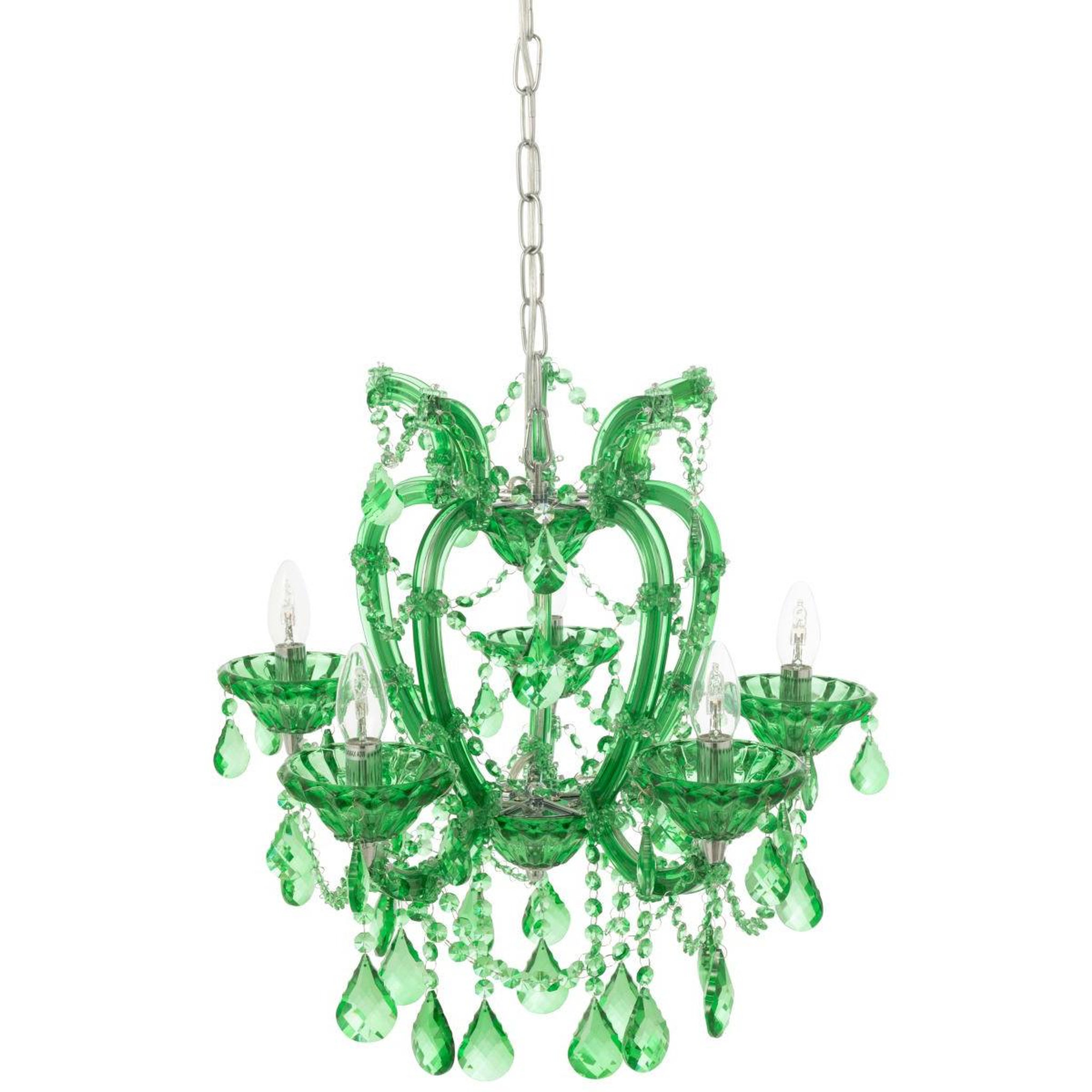 Voir la diapositive 3 : J-LINE Lustre en verre  antique  57cm vert émeraude