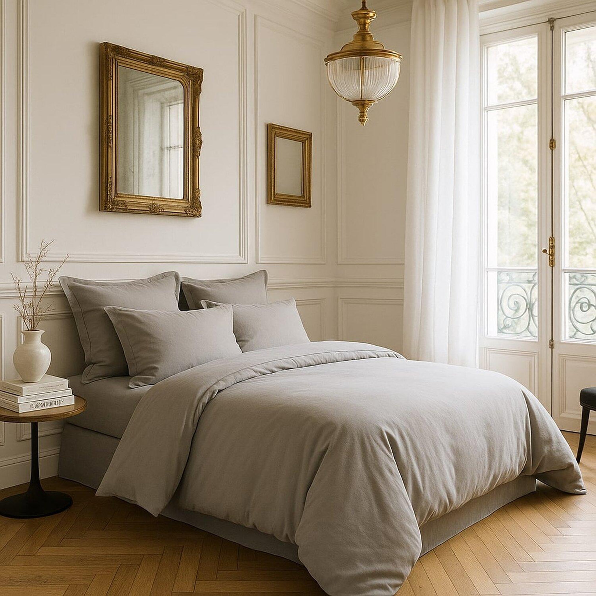 Voir la diapositive 2 : BATON ROUGE Housse de couette 100% satin de coton 105 fils uni