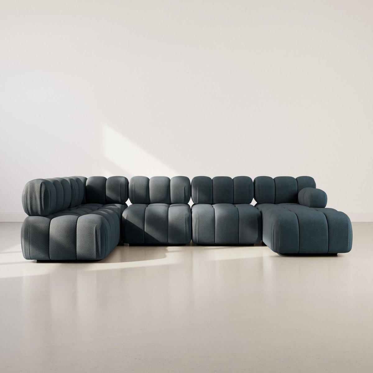 LISA DESIGN Ruby - canapé panoramique modulable d'angle gauche 7 places en velours texturé