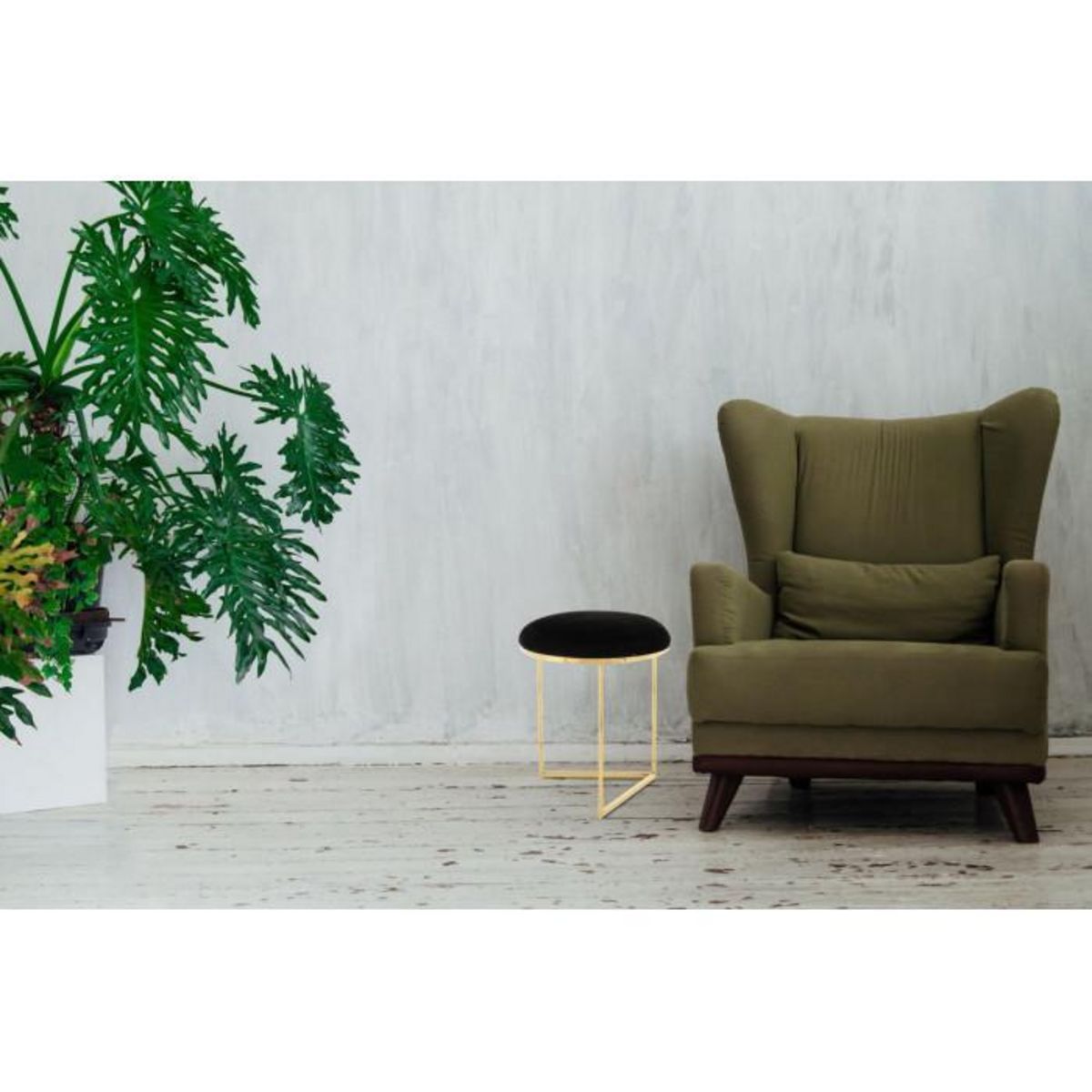 Paris Prix Tabouret Design  Wynona  49cm Noir & Or