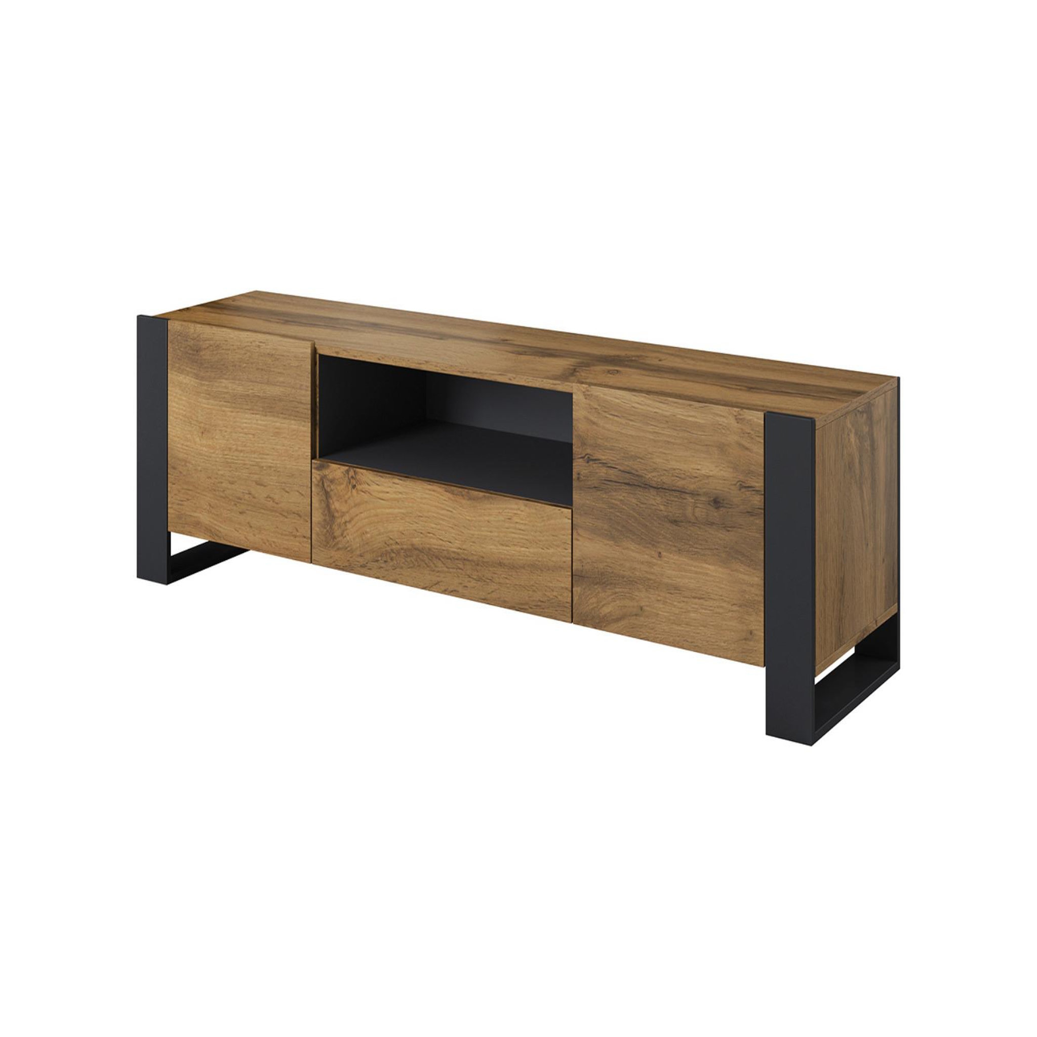 Voir la diapositive 1 : BEST MOBILIER Willow - meuble tv - effet bois et gris - 180 cm - style industriel