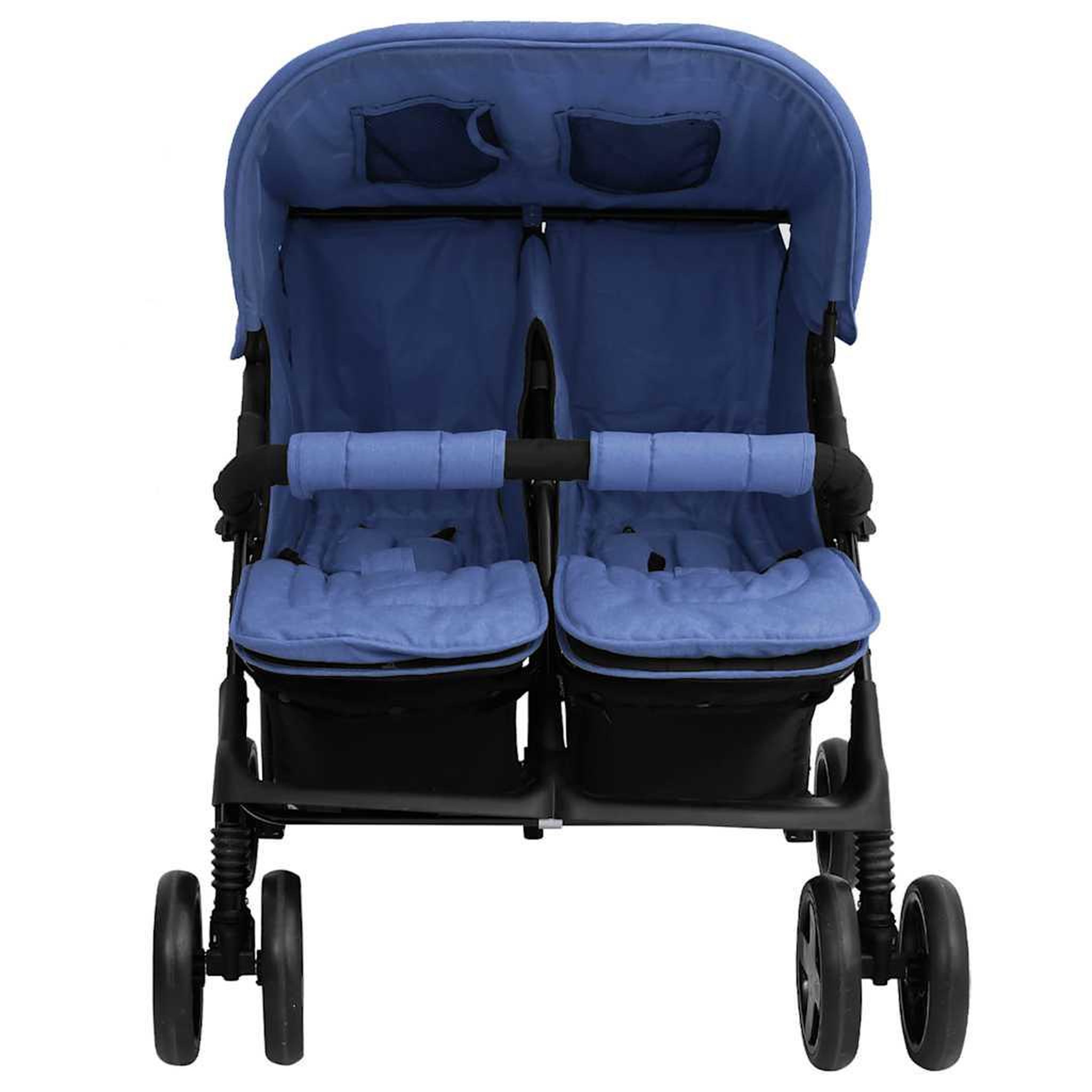 Voir la diapositive 2 : VIDAXL Poussette a deux places Bleu marine Acier