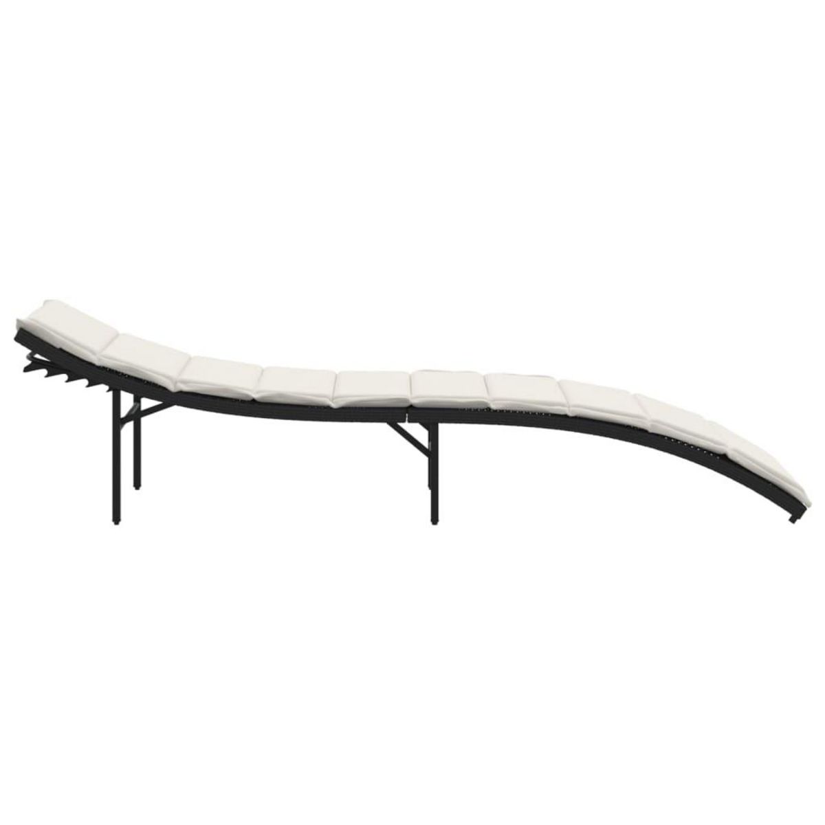 VIDAXL Chaise longue avec coussin noir 55x199x50 cm resine tressee