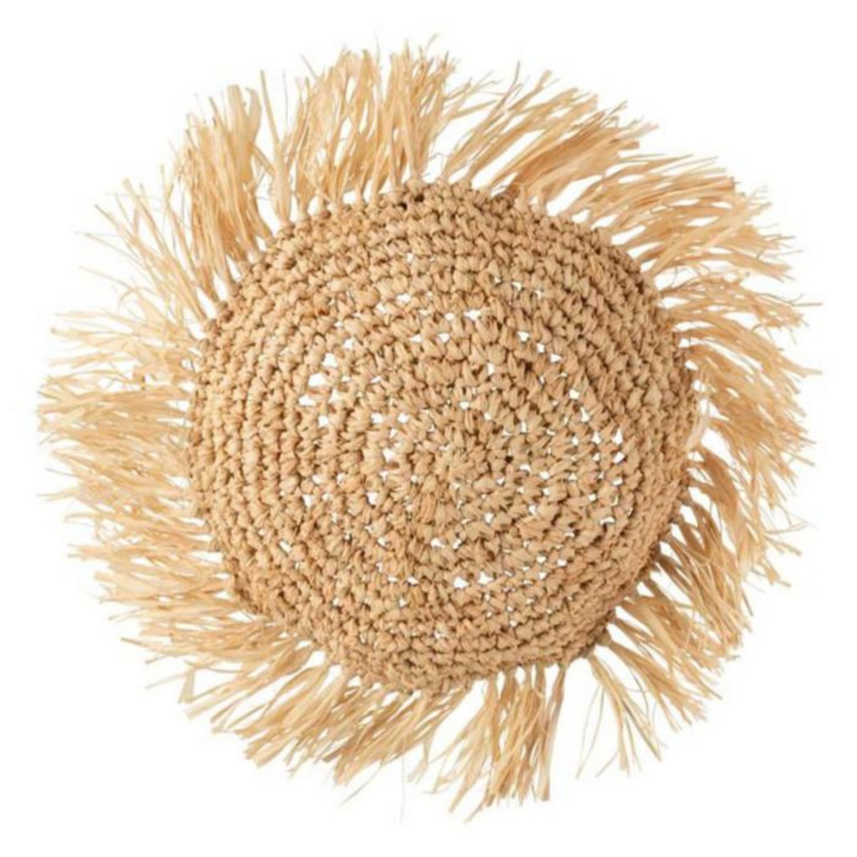 Paris Prix Coussin Déco  Rond Raphia  45cm Naturel