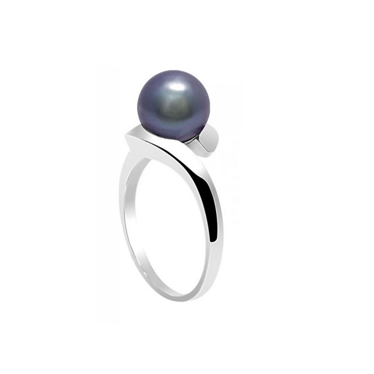 BLUE PEARLS Bague Perle de Culture d eau douce Noire et Argent 925