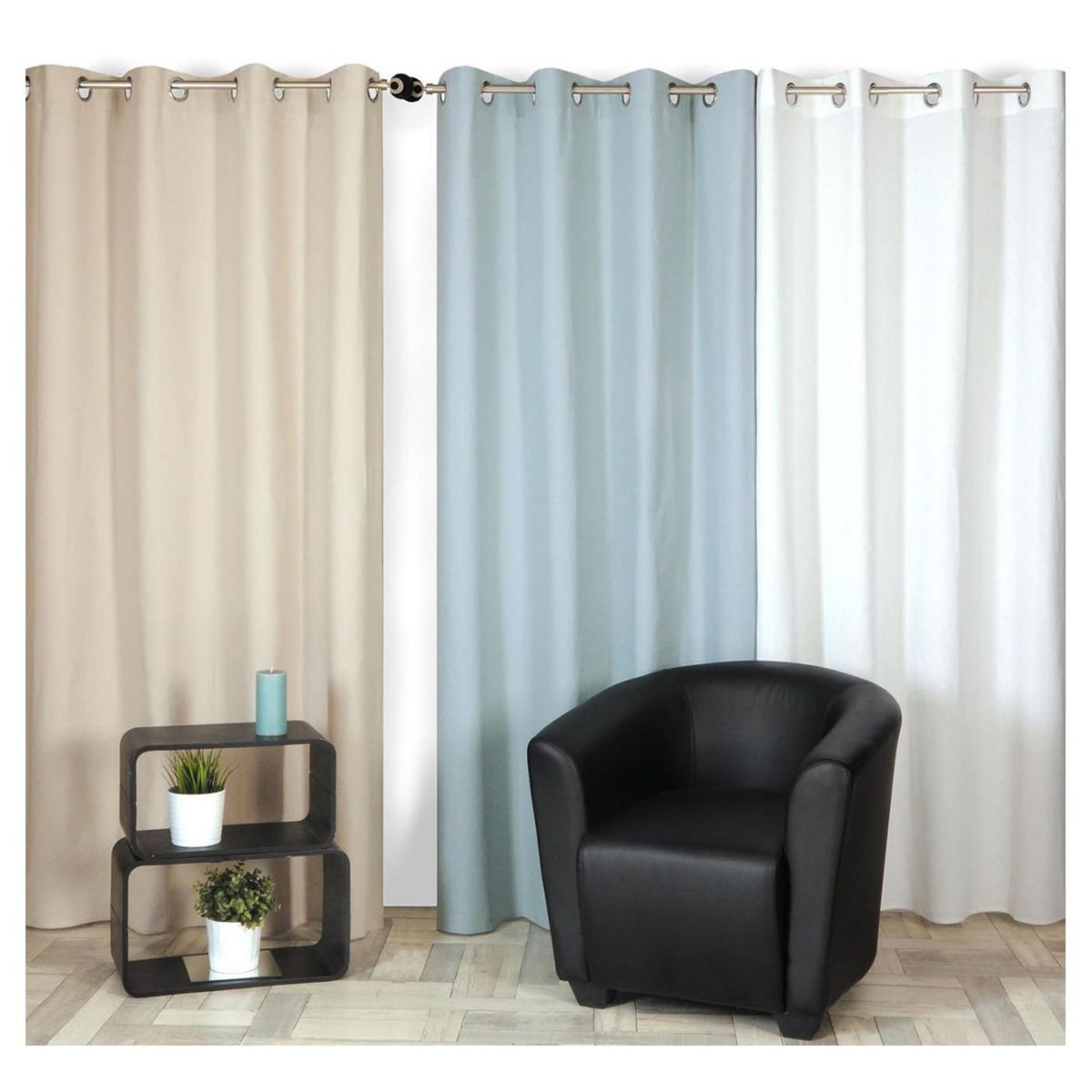 Rideau uni aspect Lin à oeillets