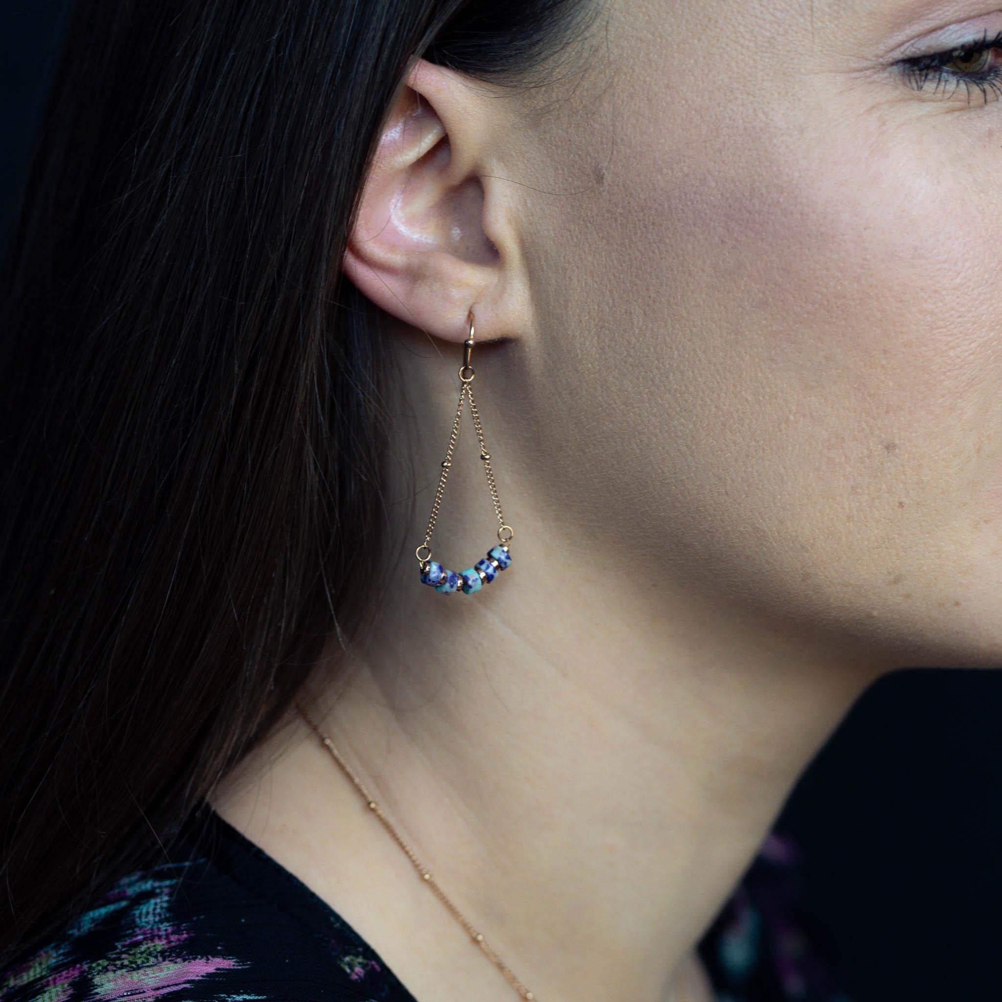 Voir la diapositive 2 : SLOYA Boucles d'oreilles Piana en pierres Jaspe