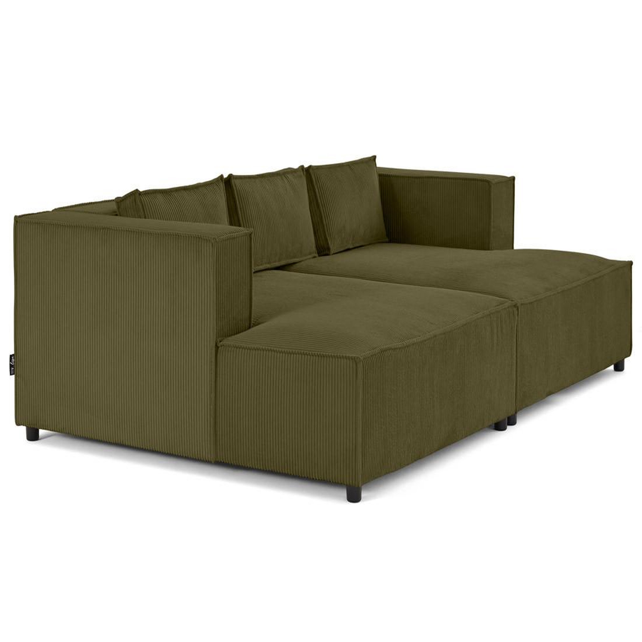 Voir la diapositive 4 : LISA DESIGN Stella - canapé droit 3 places avec double méridienne - assise profonde - en velours côtelé