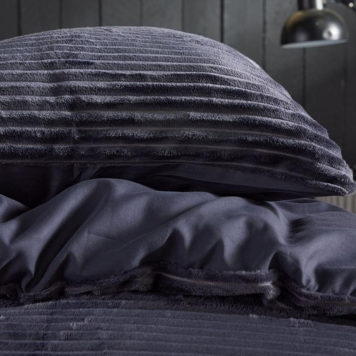 Today Parure de lit - TODAY - Cotelé - 2 personnes - 220 x 240 cm - Gris anthracite uni