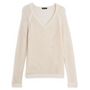 Voir la diapositive 3 : IN EXTENSO Pull col v écru motif broderie femme