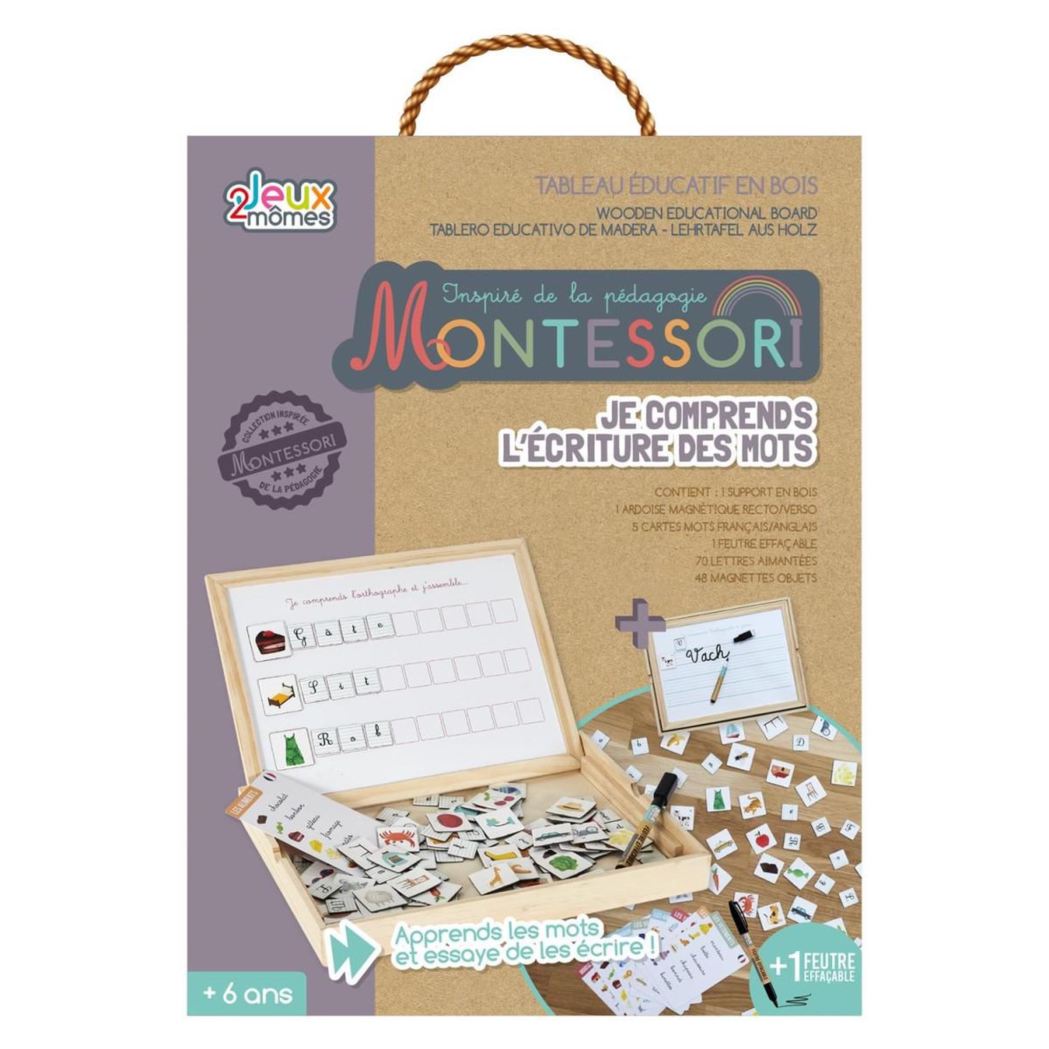 Voir la diapositive 1 : Jeux 2 momes Tableau éducatif lettres  montessori  29cm multicolore