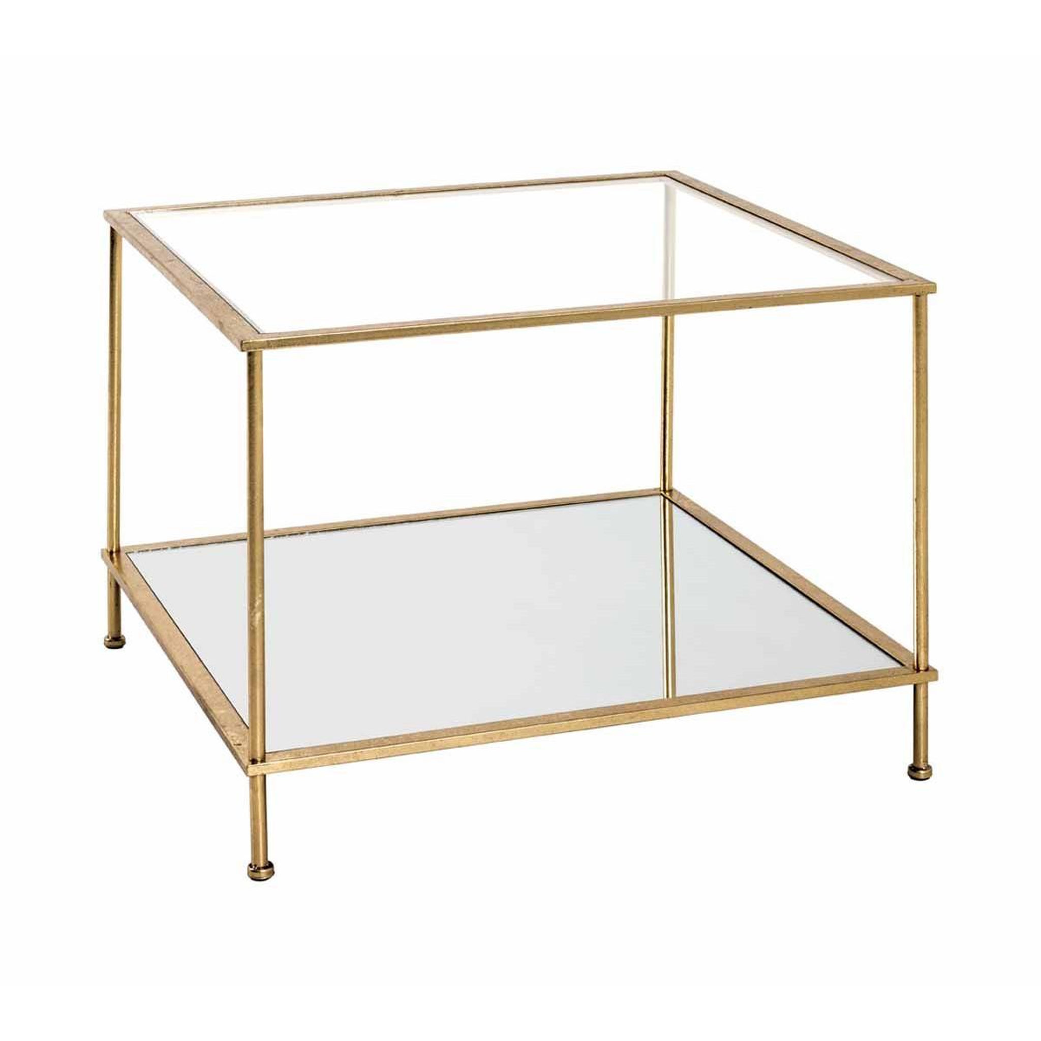 Paris Prix Table d'Appoint Carrée en Verre  Alizée  60cm Or