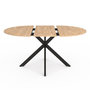 Voir la diapositive 3 : ID MARKET Ensemble table à manger extensible ronde ALIX bois et noir 110-150 cm et 4 chaises THALYA velours beige