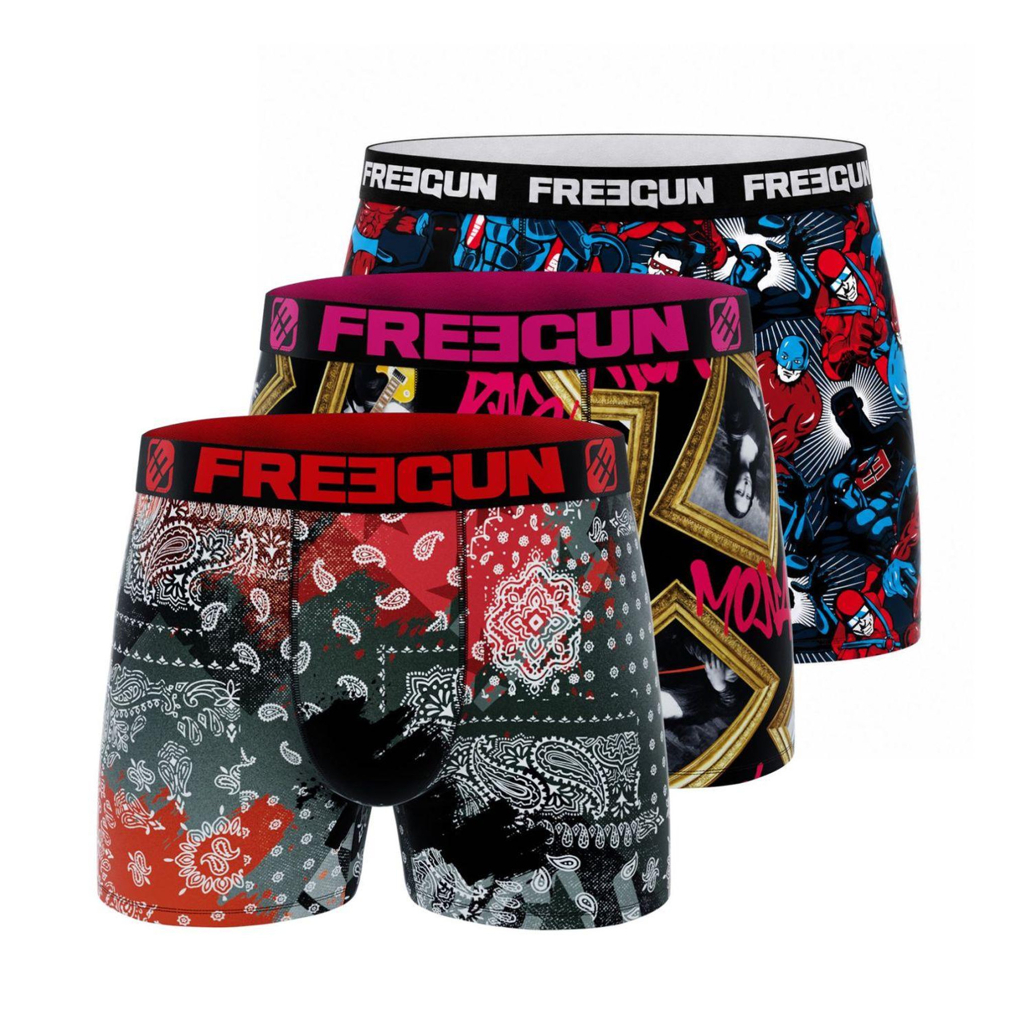 Voir la diapositive 2 : FREEGUN Pack surprise de 3 boxers microfibre homme