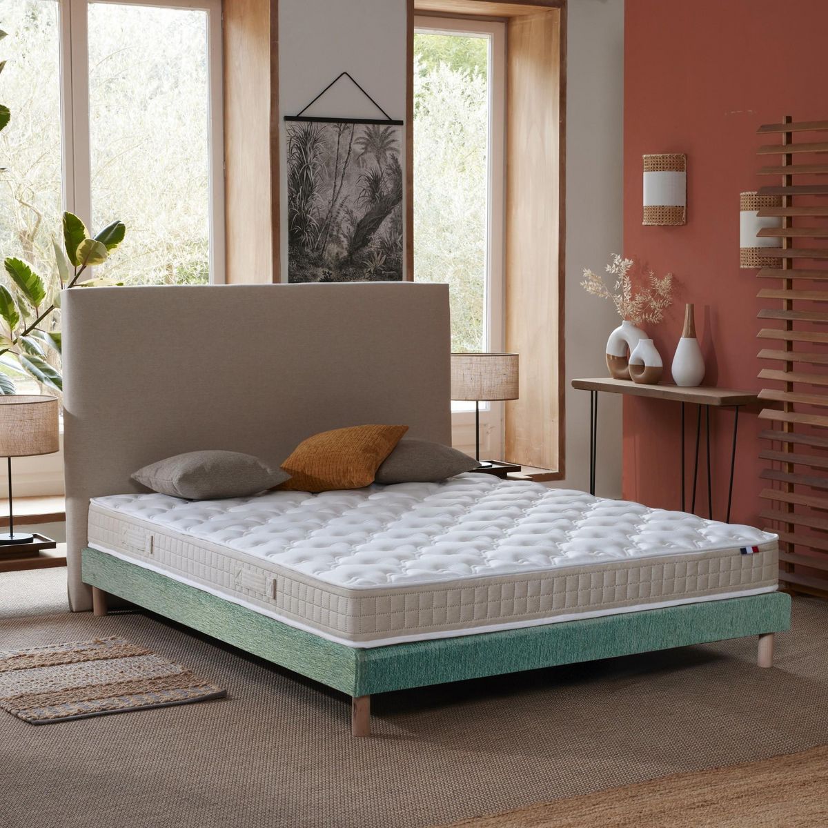 IDLITERIE Ensemble matelas 100% latex 3 zones PURE avec sommier - confort français