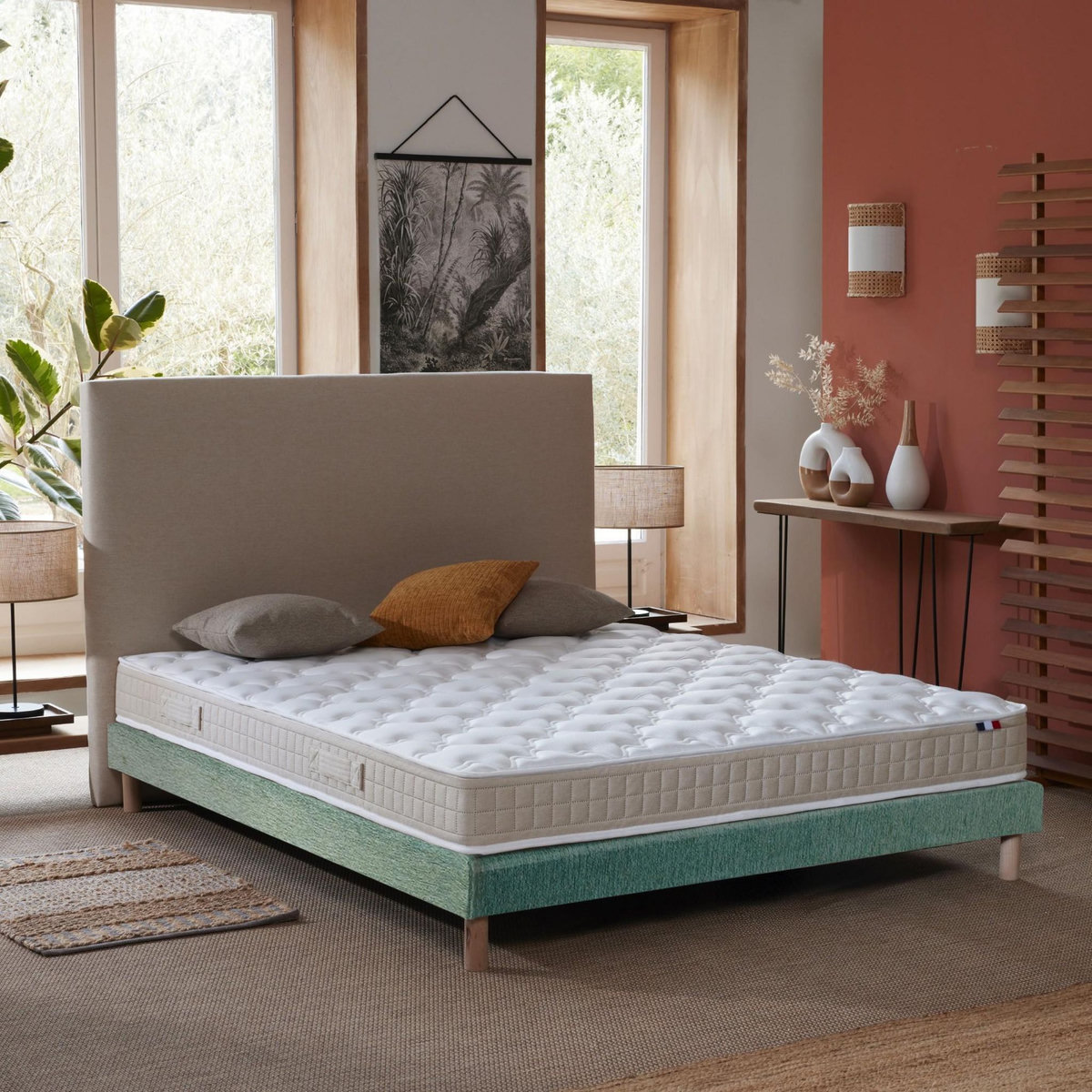 IDLITERIE Ensemble matelas 100% latex 3 zones PURE avec sommier - confort français