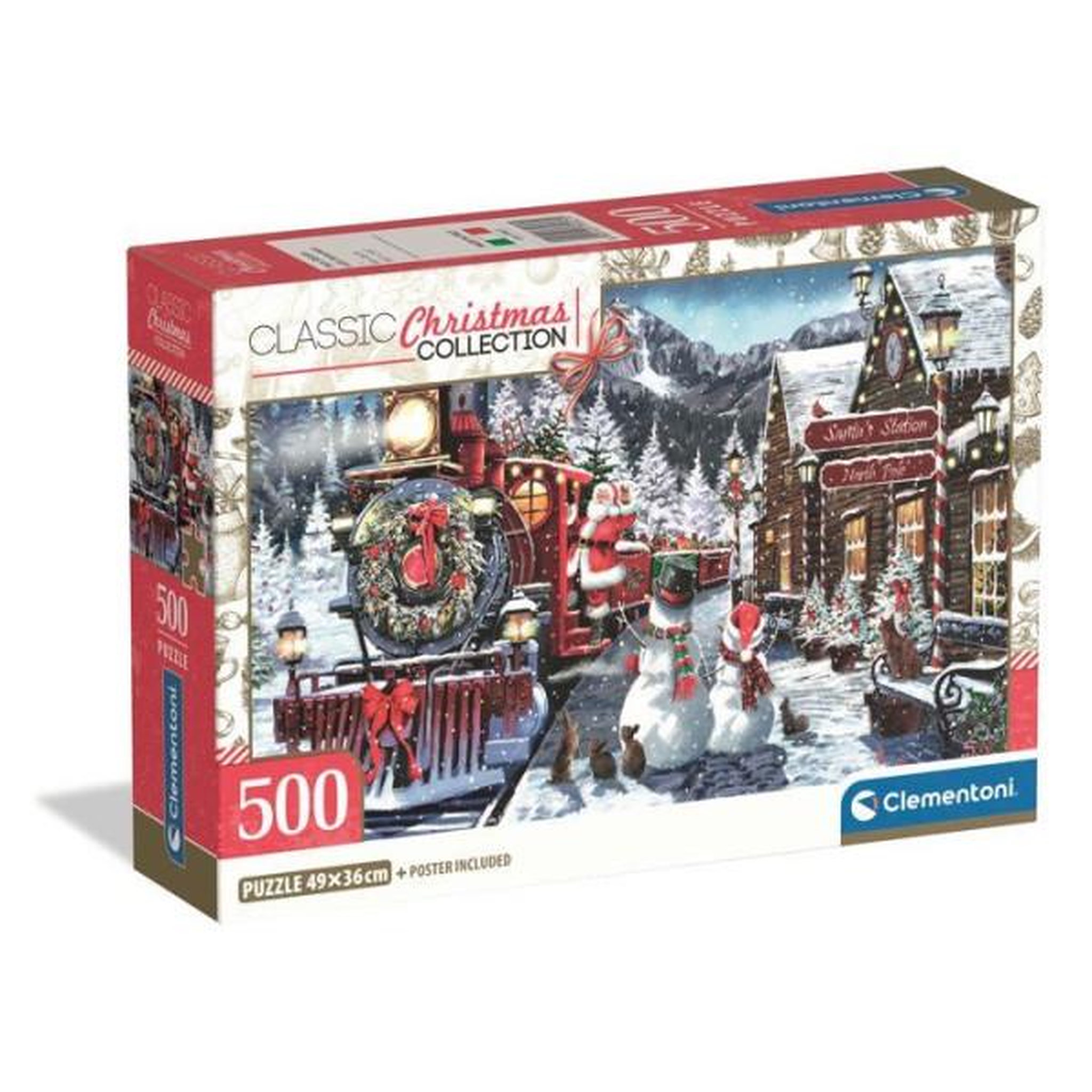 Voir la diapositive 1 : CLEMENTONI Puzzle 500 pieces - Train Station W/Snowman