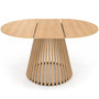 Voir la diapositive 3 : ID MARKET Table à manger extensible ronde CARMEN 4-8 personnes pied bois en lattes et plateau bois 110 - 150 cm