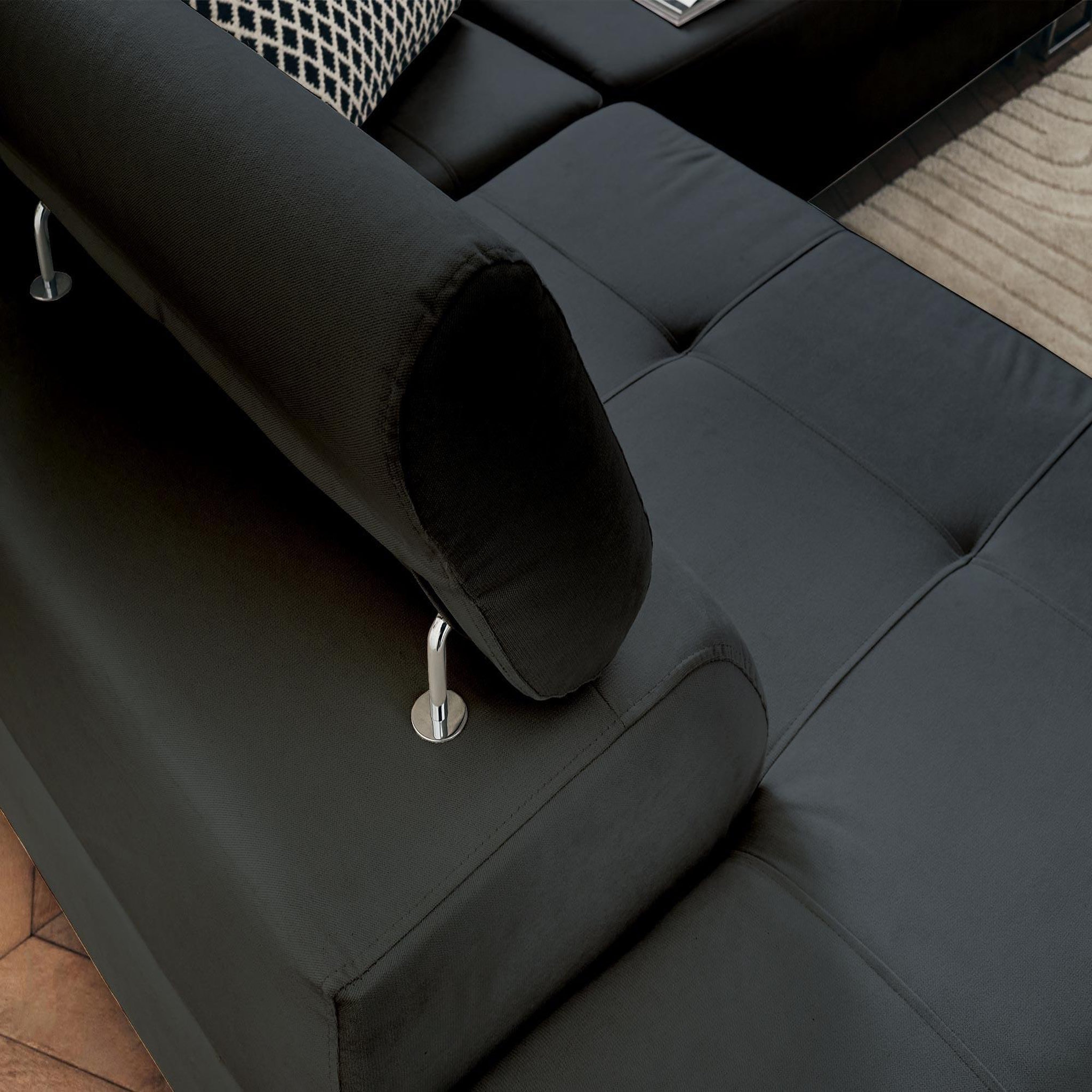 Voir la diapositive 4 : BEST MOBILIER Pablo - canapé d'angle gauche - 5 places - convertible avec coffre et têtières réglables - en velours
