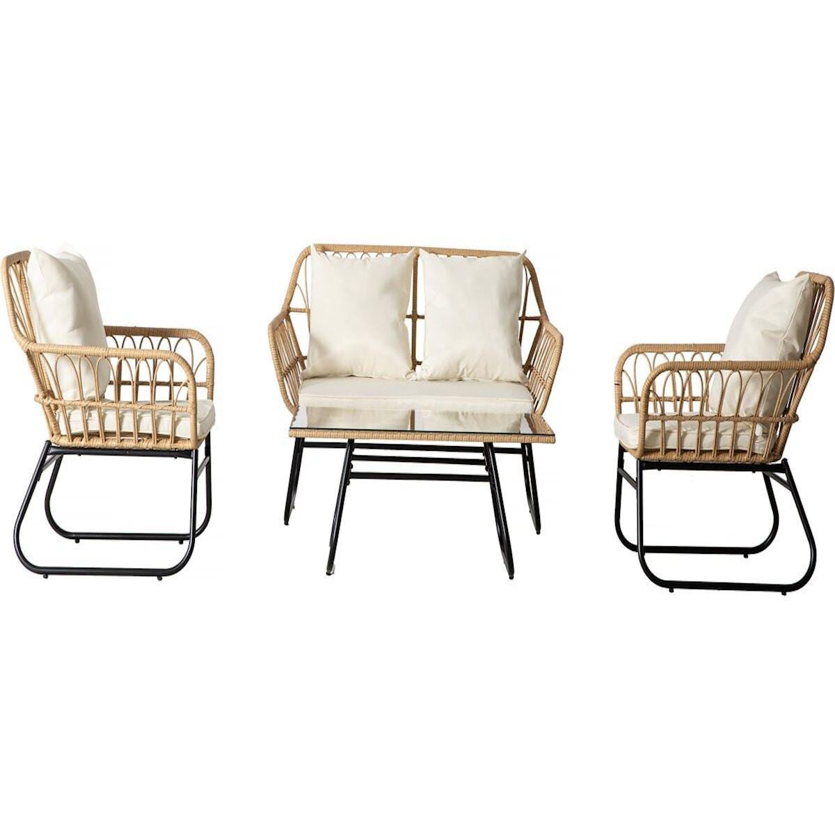 Habitat et Jardin Salon de jardin rotin  Melo  - 4 personnes - Blanc/Marron