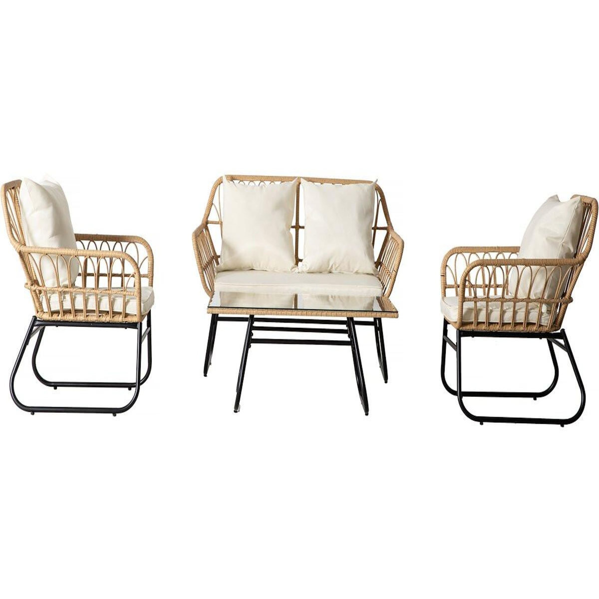 Habitat et Jardin Salon de jardin rotin  Melo  - 4 personnes - Blanc/Marron