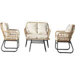 Habitat et Jardin Salon de jardin rotin  Melo  - 4 personnes - Blanc/Marron