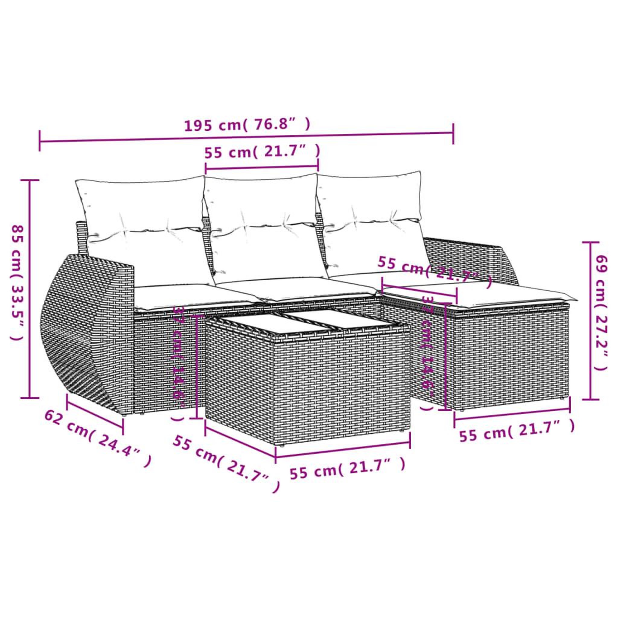 Voir la diapositive 4 : VIDAXL Salon de jardin avec coussins 5 pcs beige resine tressee