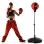 HOMCOM Punching ball sur pied pour enfant hauteur réglable 78-120 cm base de lestage paire gants inclus rouge noir