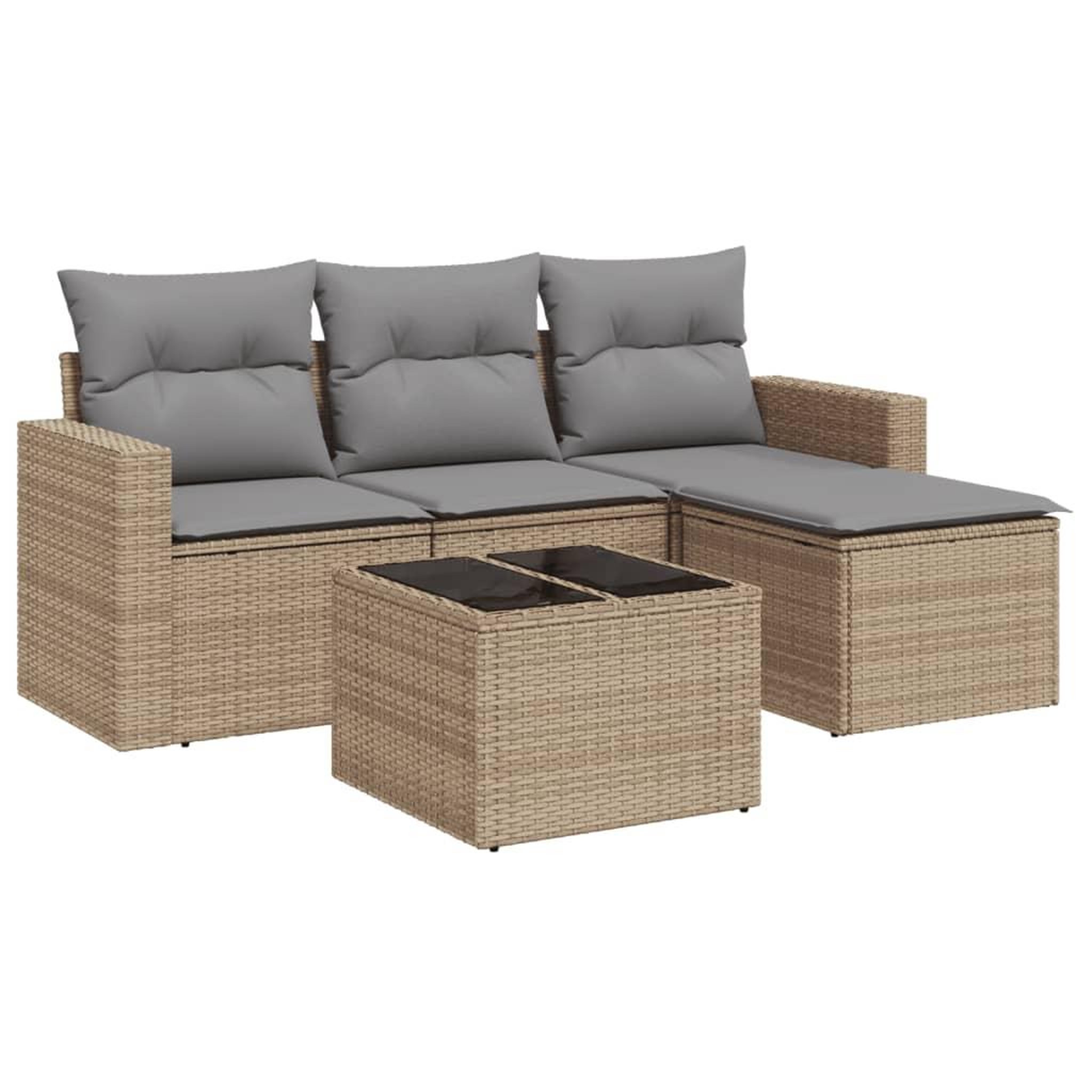 Voir la diapositive 2 : VIDAXL Salon de jardin avec coussins 5 pcs beige resine tressee